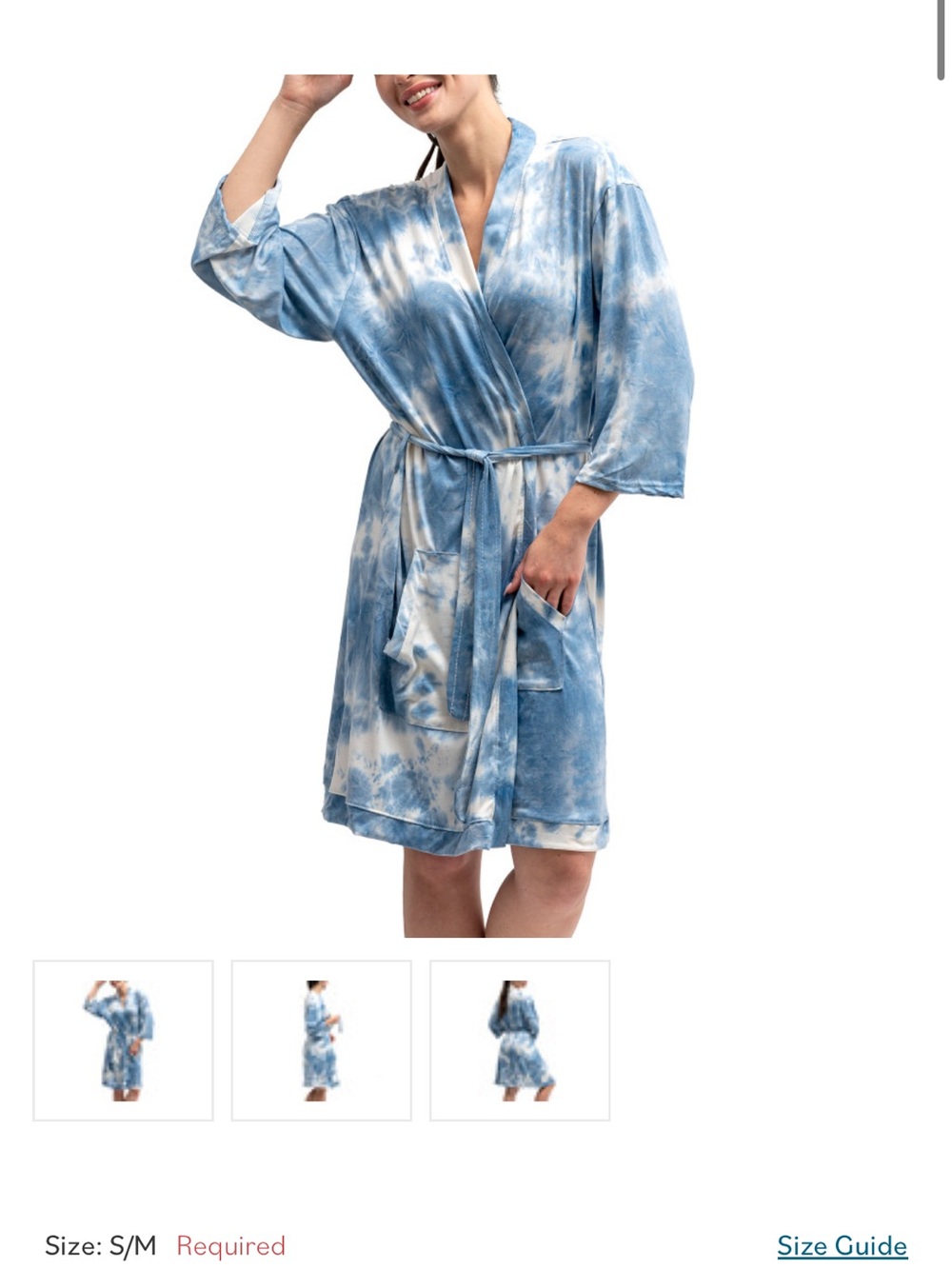 NWT Hello Bello Blue Tie-Dye Plush Robe with Belt